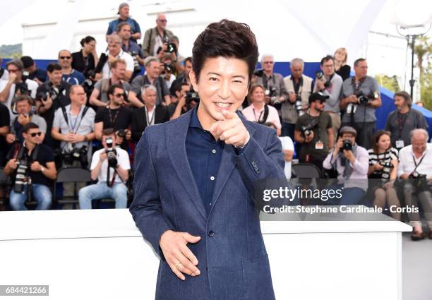 Takuya Kimura attends the "Blade Of The Immortal " photocall during the 70th annual Cannes Film Festival at Palais des Festivals on May 18, 2017 in...