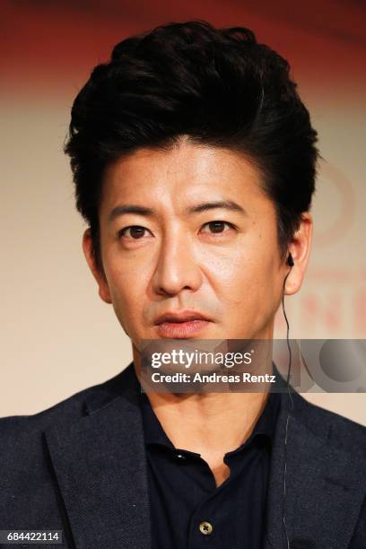 Actor Takuya Kimura attend the "Blade Of The Immortal " press conference during the 70th annual Cannes Film Festival at Palais des Festivals on May...