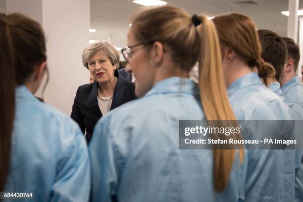 Prime Minister Theresa May meets staff at missile manufacturer, MBDA in Bolton after earlier launching the Conservative Party's manifesto in for the...