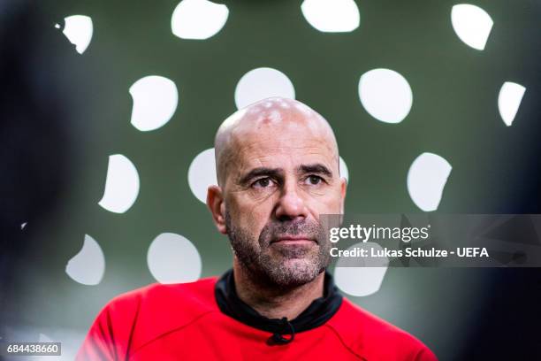 Head Coach of Ajax Peter Bosz speaks during the Ajax Media Day on May 18, 2017 in Amsterdam, Netherlands.