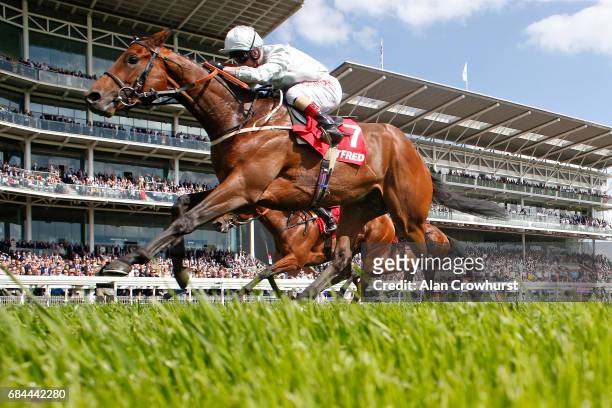 Franny Norton riding Permian win The Betfred Dante Stakes at York racecourse on May 18, 2017 in York, England.