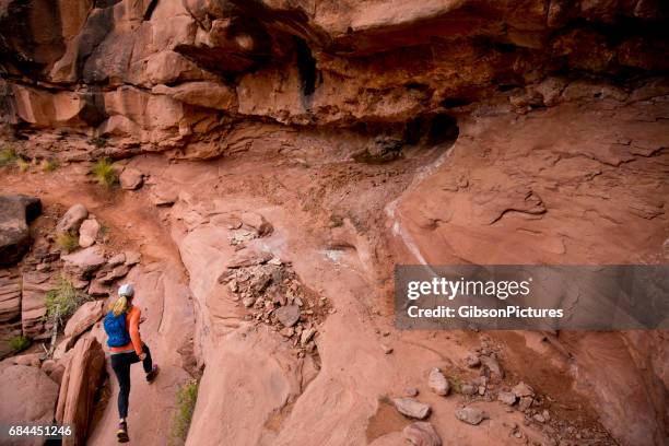 une femme va pour une piste de ski de fond près de moab, utah, usa. - speed limits by country photos et images de collection