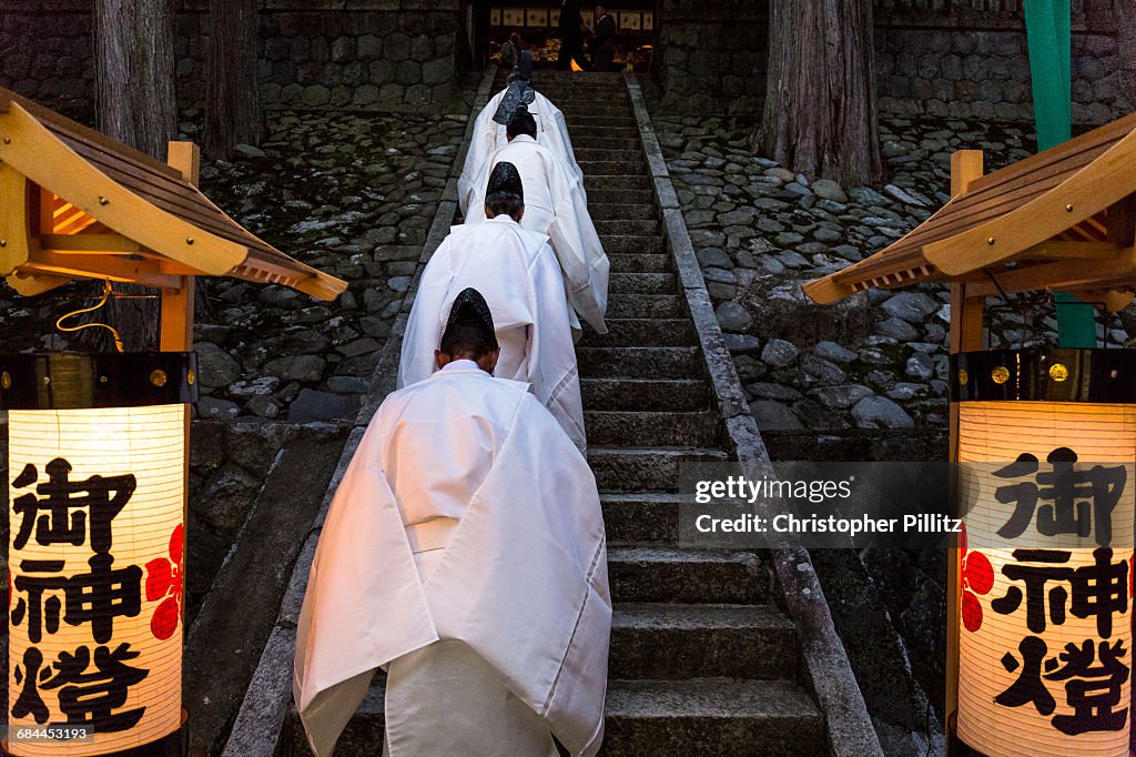 Shinto priests begin Summer Purification ceremony.