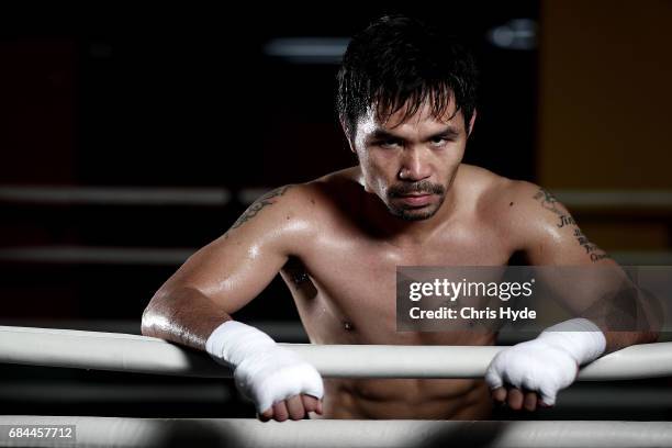 Manny Pacquiao poses for a portrait during a training session at the Elorde boxing Gym on May 19, 2017 in Manila, Philippines.