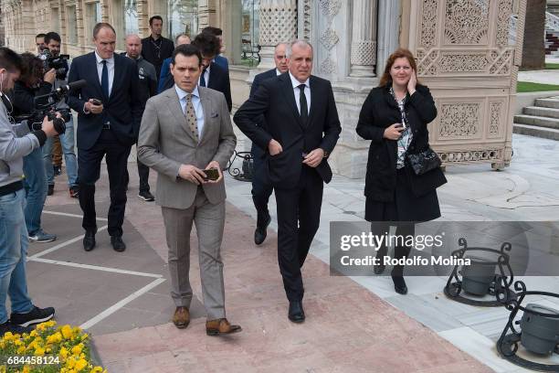 Dimitris Itoudis, Head Coach of CSKA Moscow and Zeljko Obradovic, Head Coach of Fenerbahce Istanbul arriving to the 2017 Final Four Photo Opportunity...