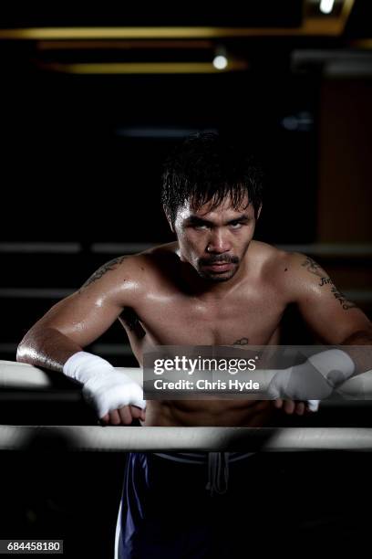 Manny Pacquiao poses for a portrait during a training session at the Elorde boxing Gym on May 19, 2017 in Manila, Philippines.