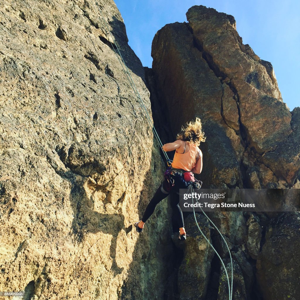 Rock Climber Rappelling