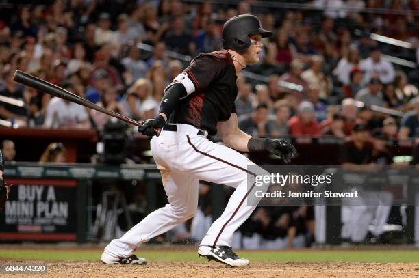 Jeremy Hazelbaker of the Arizona Diamondbacks at bat in the eighth inning against the Cleveland Indians at Chase Field on April 8, 2017 in Phoenix,...