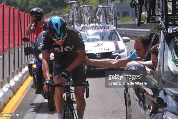 100th Tour of Italy 2017 / Stage 12 Geraint THOMAS / Knee injury after crash / Disappointment / Team SKY / Car / Highway A1 Bologna / Forli - Reggio...