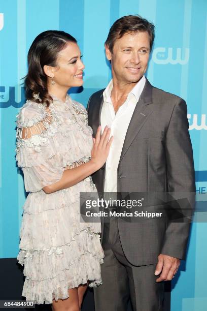 Actors Nathalie Kelley and Grant Show attend the 2017 CW Upfront on May 18, 2017 in New York City.