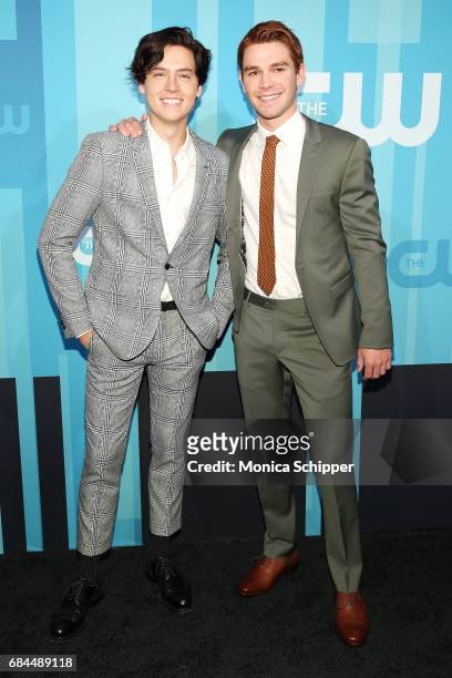 Actors Cole Sprouse and KJ Apa attend the 2017 CW Upfront on May 18, 2017 in New York City.