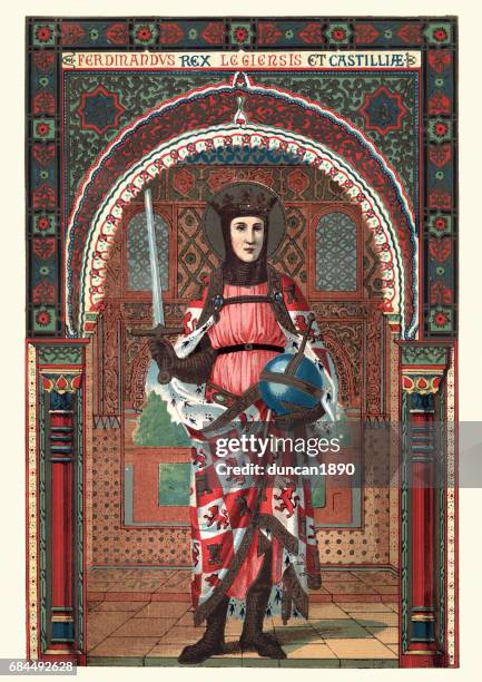 stockillustraties, clipart, cartoons en iconen met saint ferdinand iii van castilië - ferdinand ii of aragon