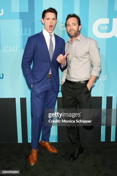 Actors Casey Cott and Luke Perry attend the 2017 CW Upfront on May 18, 2017 in New York City.