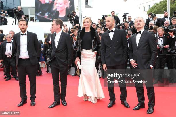 Un Certain Regard jury members Karel Och, Mohamed Diab, President of the jury Uma Thurman and jury members Reda Kateb and Joachim Lafosse attends the...