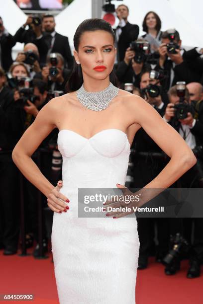 Model Adriana Lima attends the "Loveless " screening during the 70th annual Cannes Film Festival at Palais des Festivals on May 18, 2017 in Cannes,...