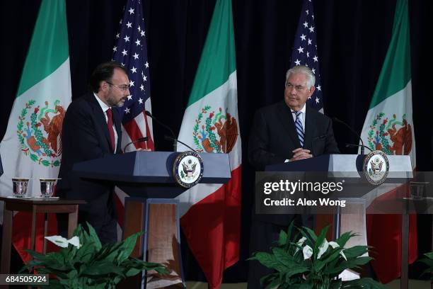 Mexican Foreign Secretary Luis Videgaray and U.S. Secretary of State Rex Tillerson participate in a media availability May 18, 2017 at the State...