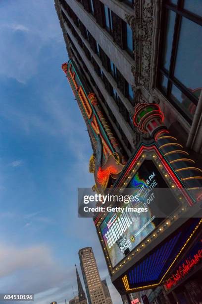View of the marquee during a Soundgarden concert at the Fox Theatre May 17, 2017 in Detroit, Michigan. Soundgarden frontman Chris Cornell passed away...