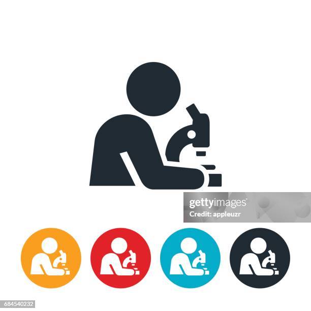 illustrations, cliparts, dessins animés et icônes de scientifique à l’aide de microscope icône - microscope