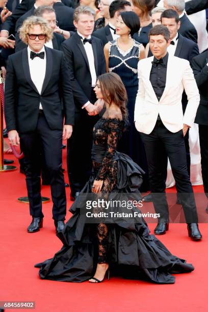 Designer Peter Dundas , Evangelo Bousis and Model Emily Ratajkowski attend the "Loveless " screening during the 70th annual Cannes Film Festival at...