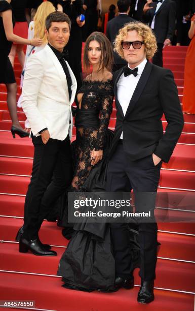 Designer Peter Dundas and Model Emily Ratajkowski attend the "Loveless " screening during the 70th annual Cannes Film Festival at Palais des...