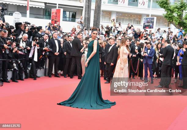 Actor Deepika Padukone attends the "Loveless " premiere during the 70th annual Cannes Film Festival at Palais des Festivals on May 18, 2017 in...