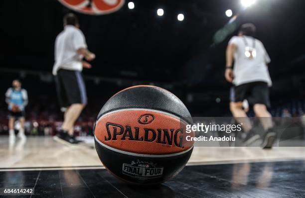 Players of Real Madrid attend a training session ahead of the Turkish Airlines Euroleague Final Four at Sinan Erdem Dome in Istanbul, Turkey on May...