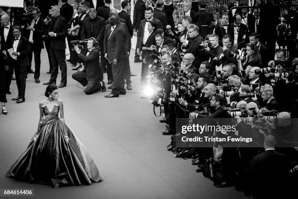 Model Winnie Harlow attends the 'Loveless ' screening during the 70th annual Cannes Film Festival at on May 18, 2017 in Cannes, France.