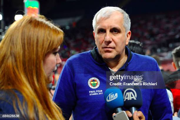 Zeljko Obradovic, Head Coach of Fenerbahce Istanbul in action during the 2017 Turkish Airlines EuroLeague Final Four Fenerbahce Istanbul Practice at...