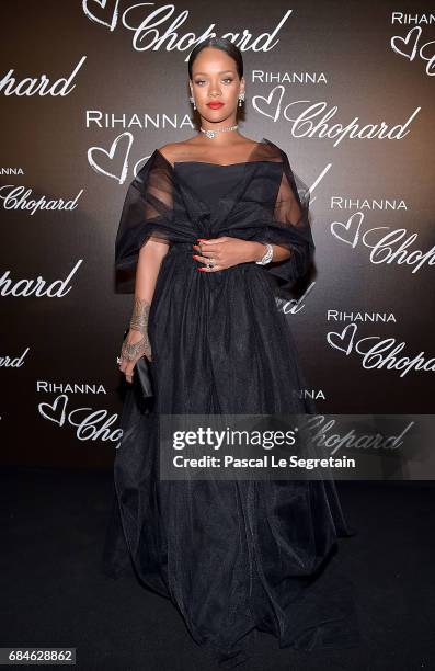 Rihanna attends the Chopard dinner in honour of her and the Rihanna X Chopard Collection during the 70th annual Cannes Film Festival on the Chopard...