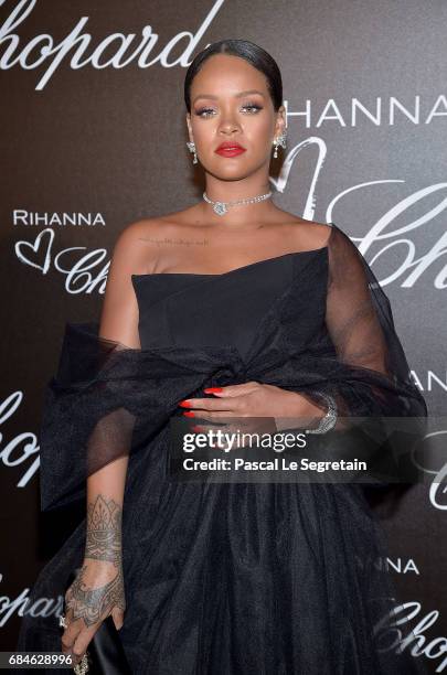 Rihanna attends the Chopard dinner in honour of her and the Rihanna X Chopard Collection during the 70th annual Cannes Film Festival on the Chopard...