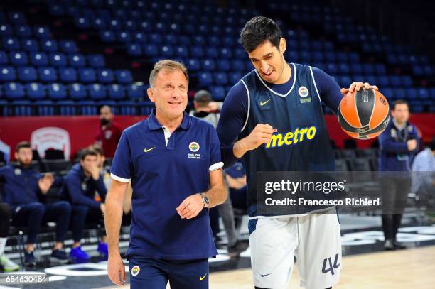 Ahmet Duverioglu, #44 of Fenerbahce Istanbul during the 2017 Turkish Airlines EuroLeague Final Four Fenerbahce Istanbul Practice at Sinan Erdem Dome...