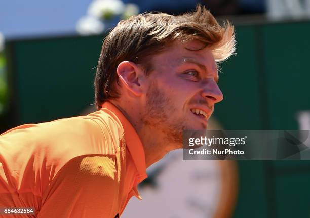 David Goffin in action during his match against Thomaz Bellucci - Internazionali BNL d'Italia 2017 on May 15, 2017 in Rome, Italy.