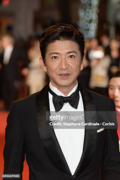 Takuya Kimura attends the "Blade Of The Immortal " premiere during the 70th annual Cannes Film Festival at Palais des Festivals on May 18, 2017 in...