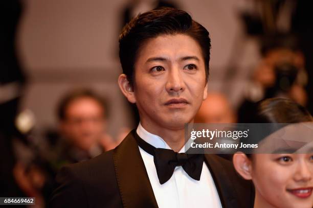 Takuya Kimura attends the "Blade Of The Immortal " premiere during the 70th annual Cannes Film Festival at Palais des Festivals on May 18, 2017 in...