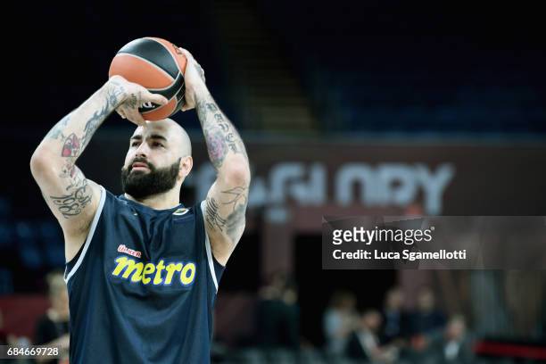 Pero Antic, #12 of Fenerbahce Istanbul in action during the 2017 Turkish Airlines EuroLeague Final Four Real Madrid Practice at Sinan Erdem Dome on...
