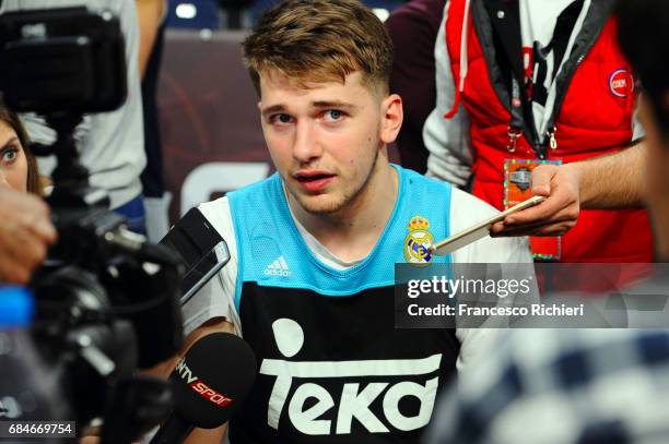 Luka Doncic, #7 of Real Madrid during the 2017 Turkish Airlines EuroLeague Final Four Real Madrid Practice at Sinan Erdem Dome on May 18, 2017 in...