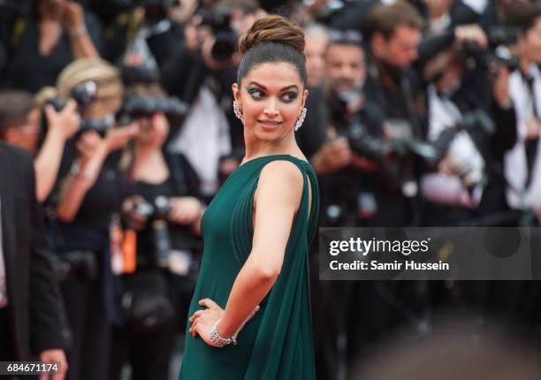 Deepika Padukone attends the "Loveless " screening during the 70th annual Cannes Film Festival at Palais des Festivals on May 18, 2017 in Cannes,...