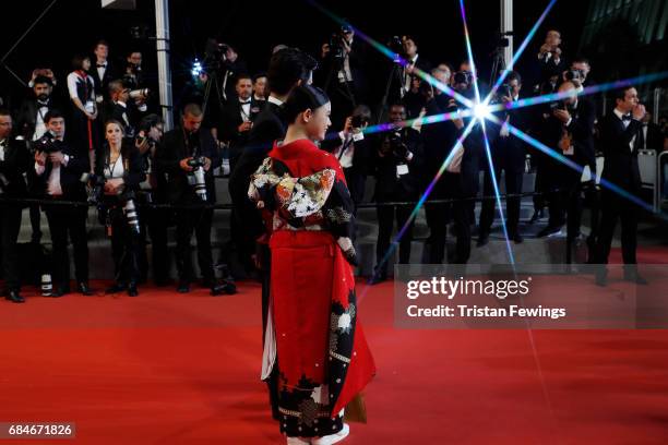 Hana Sugisaki attends the "Blade Of The Immortal " premiere during the 70th annual Cannes Film Festival at Palais des Festivals on May 18, 2017 in...