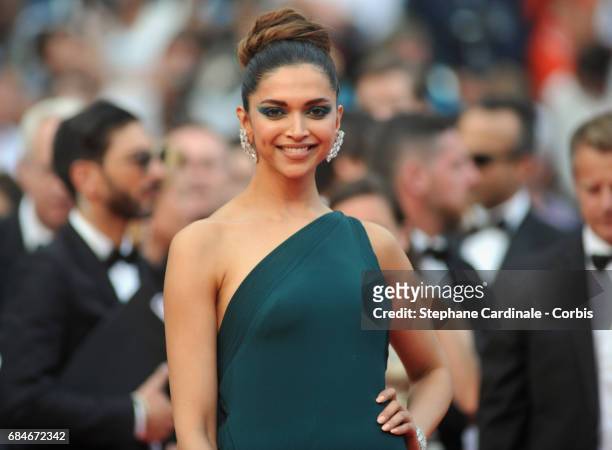 Actor Deepika Padukone attends the "Loveless " premiere during the 70th annual Cannes Film Festival at Palais des Festivals on May 18, 2017 in...