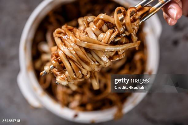 noodle with black bean sauce, jjajangmyeon - black bean stock pictures, royalty-free photos & images