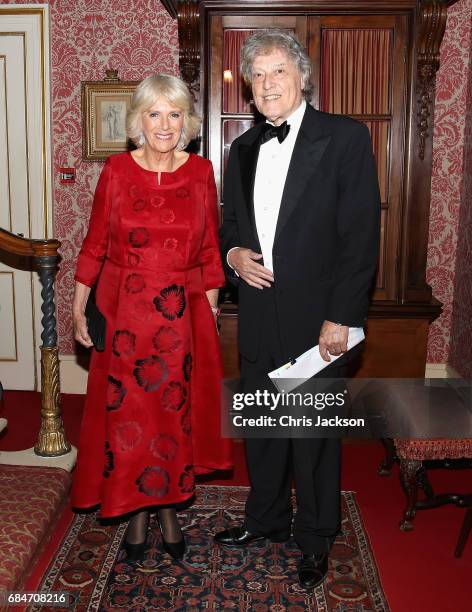 Camilla, Duchess of Cornwall, Patron of the London Library, hosts a dinner and evening of readings in honour of the Library's President, Sir Tom...