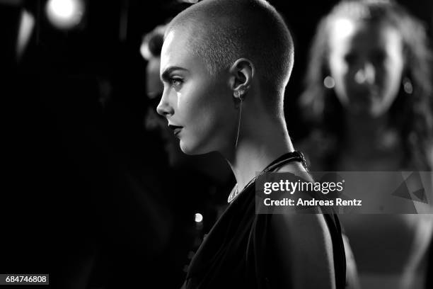 Cara Delevingne attends Magnum party during the 70th annual Cannes Film Festival at Magnum Beach on May 18, 2017 in Cannes, France.