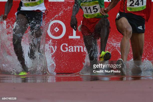 Men's 3000m Steeplechase final, during an athletic event at Baku 2017 - 4th Islamic Solidarity Games at Baku Olympic Stadium. On Thursday, May 18,...