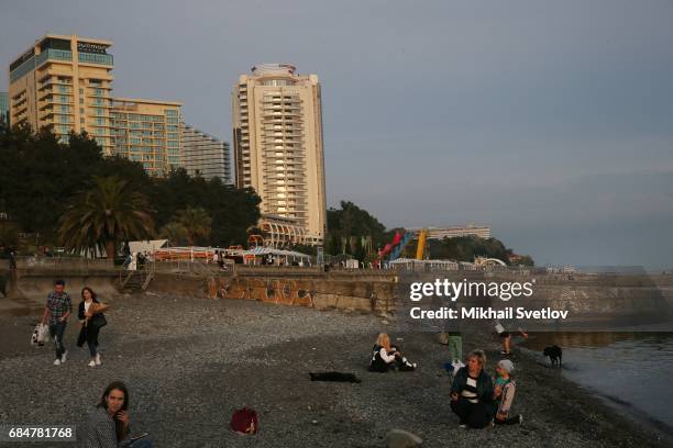 View of Pullman and Mercure hotels at the enbankment, on May 18, 2017 in Sochi, Russia. Russian President Vlasimir Putin is spending a week in Sochi...