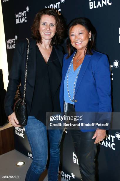 Valerie Fignon and Mayor of 8th District of Paris, Jeanne D'hauteserre attend the Montblanc : Champs-Elysees Flagship Reopening on May 18, 2017 in...