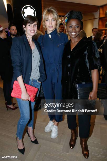 Actresses Louise Monot, Pauline Lefevre and Aissa Maiga attend the Montblanc : Champs-Elysees Flagship Reopening on May 18, 2017 in Paris, France.