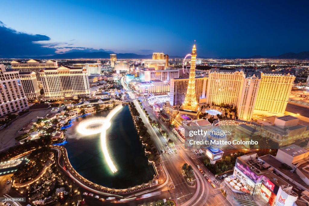 Las Vegas illuminated at night, Nevada, USA