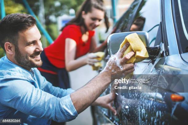 auto wassen self service. - car wash stockfoto's en -beelden