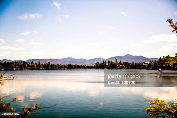 super reflection - lake placid ny - lake placid stock pictures, royalty-free photos & images