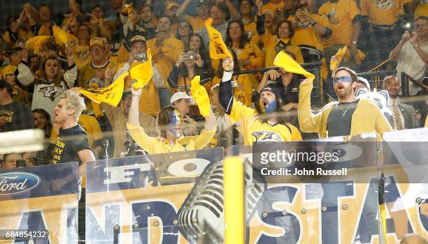 The band Kings of Leon energize the home crowd prior to Game Four of the Western Conference Final between the Nashville Predators and the Anaheim...